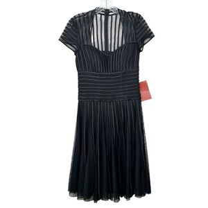 NWT JS COLLECTIONS | Black Mesh Overlay &‎ Satin Dress Sweetheart Neckline Sz. 4